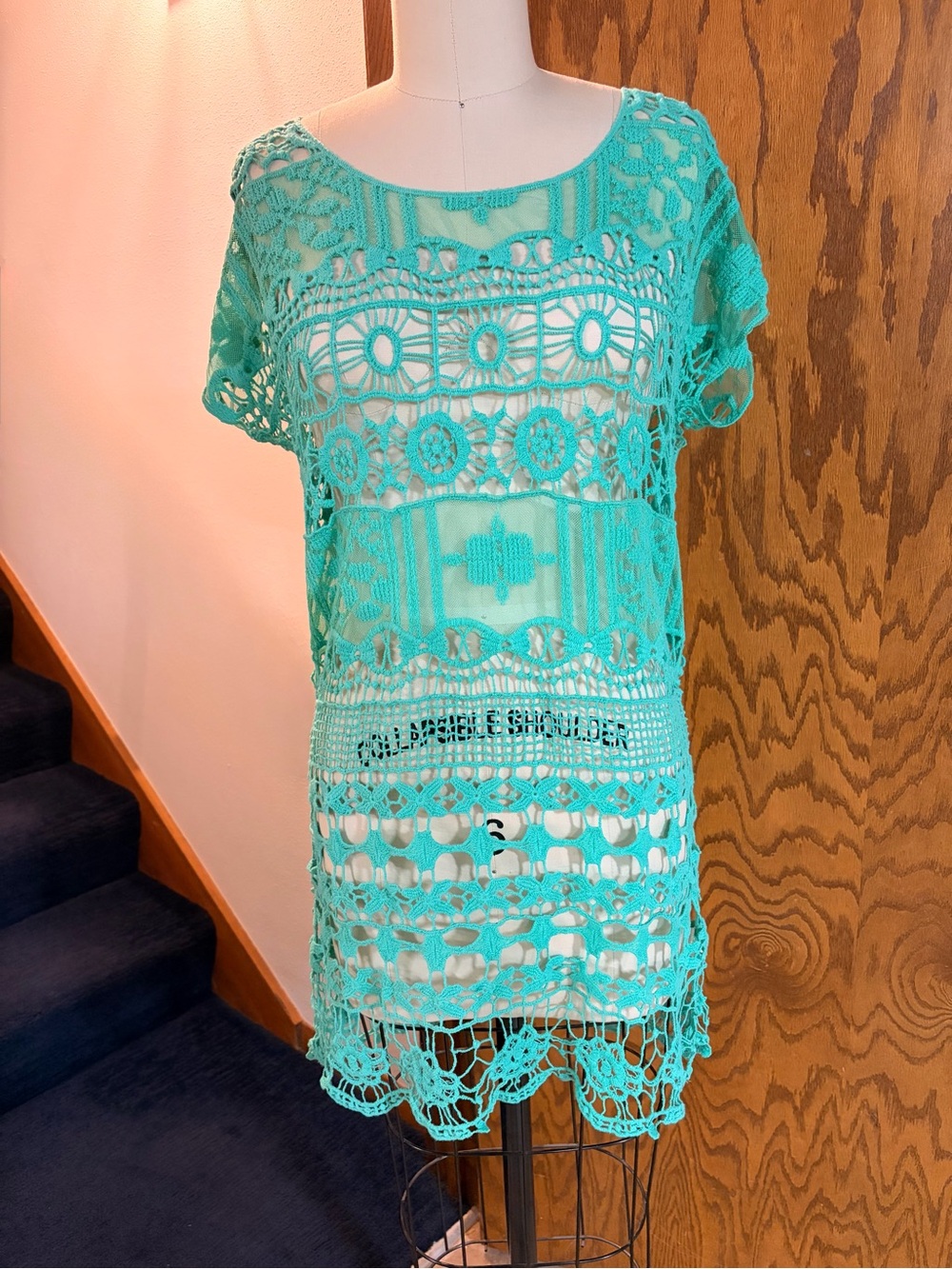 blue island Crochet Swim Coverup